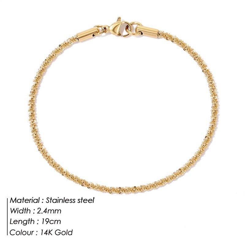JUJIE 316L Stainless Steel Snake Chain Bracelet For Women Width 3/4/5MM Classic Chain Bracelets Jewelry Wholesale/Dropshipping