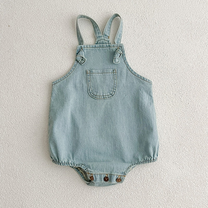 2023 Spring Autumn New Baby Overalls Boys Girls Denim Overalls Kids Jumpsuit Korean Fashion Children Denim Shorts