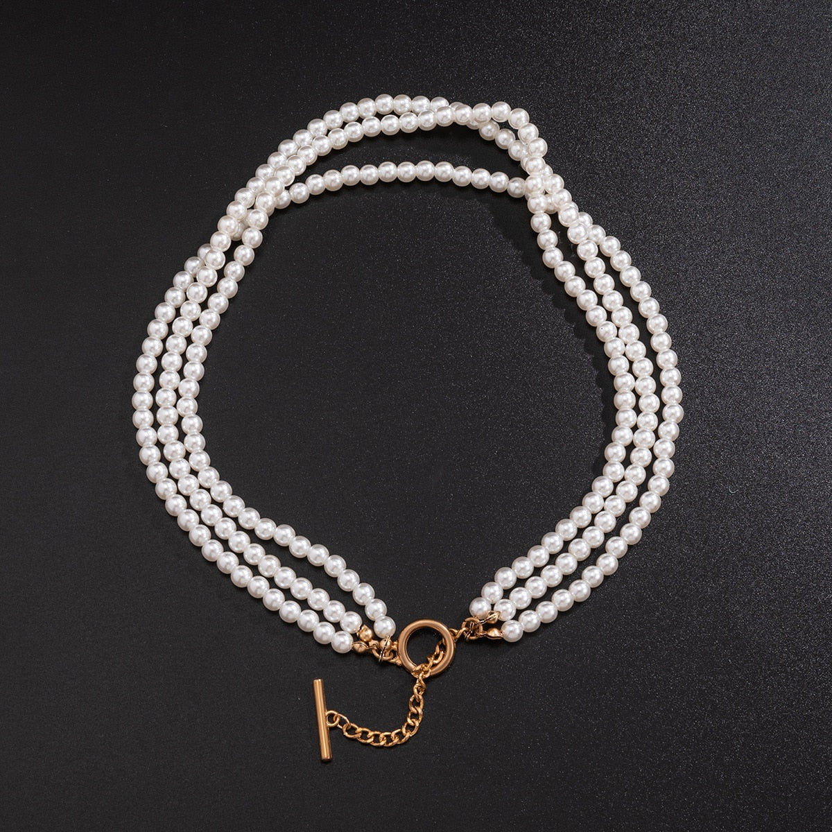 Multi-Layer White Imitation Pearl Necklace Bead Chain Punk Ladies Wedding Short Clavicle Necklac Girl Charm Banquet Jewelry