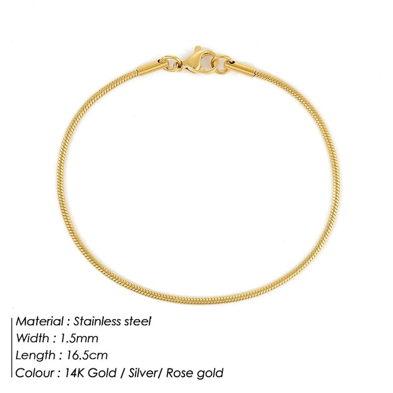 e-Manco Hot Sale Stainless Steel Snake Chain Bracelet Fashion Jewelry For Men Women Stainless Steel Link Bracelet