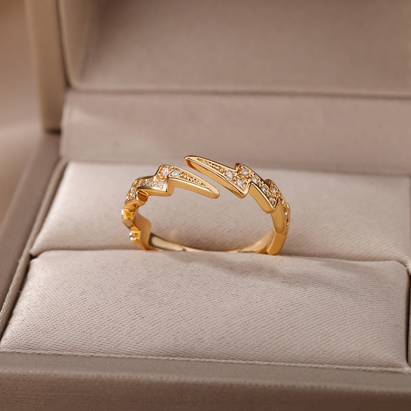 Zircon Engagement Wedding Rings For Women Gold Color Stainless Steel Ring Female 2023 Finger Jewelry Birthday Gift Free Shipping