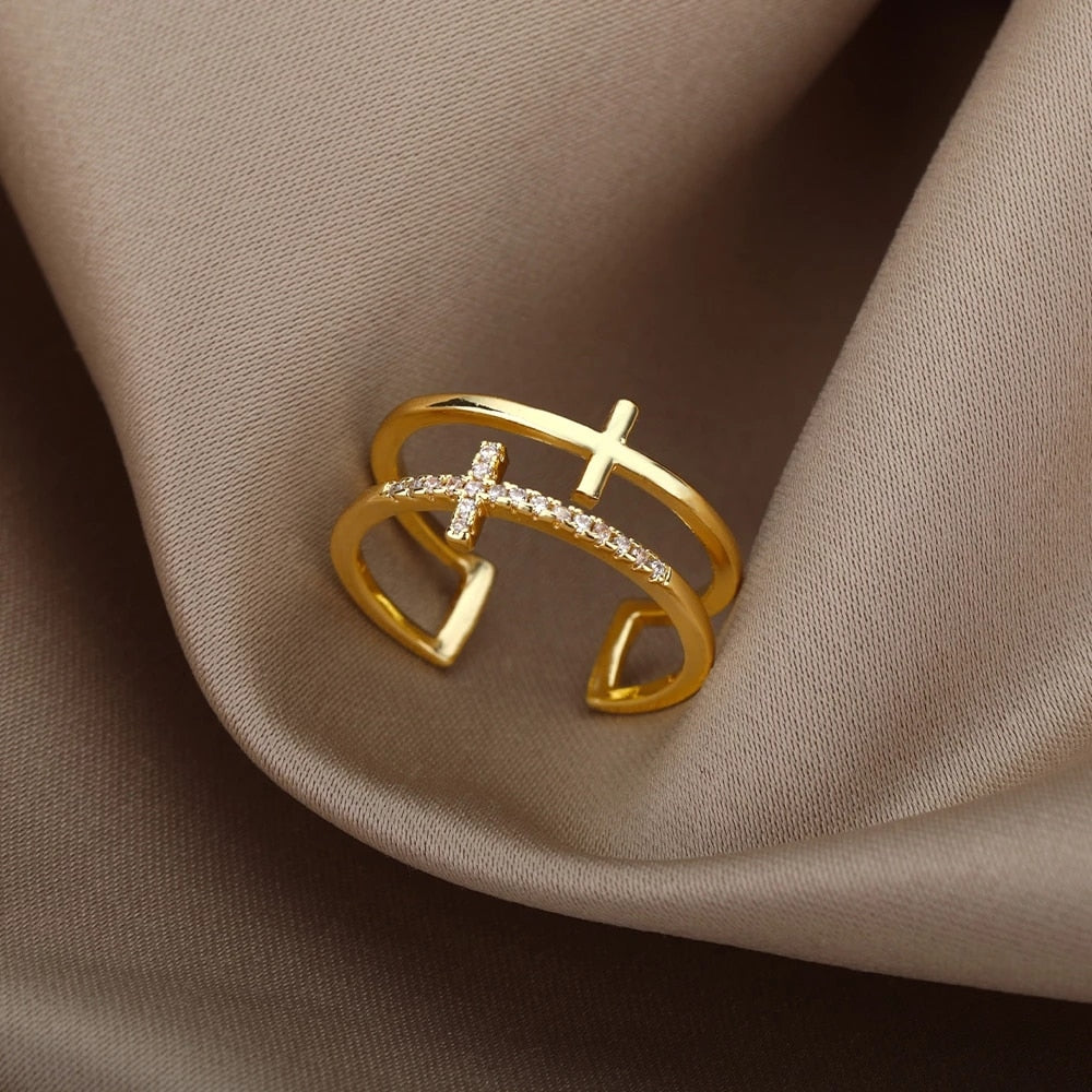 Zircon Engagement Wedding Rings For Women Gold Color Stainless Steel Ring Female 2023 Finger Jewelry Birthday Gift Free Shipping