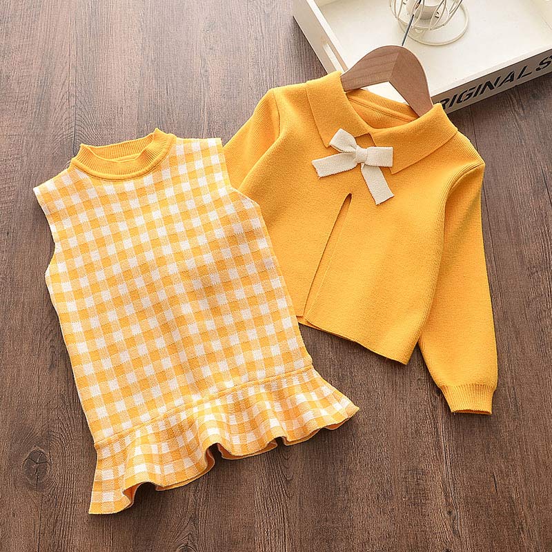 Menoea Children Autumn Leopard Clothes Kids Winter Sweater Dress Woollen Long Sleeve Cat Design Girls Clothing Knit Bow Dresses