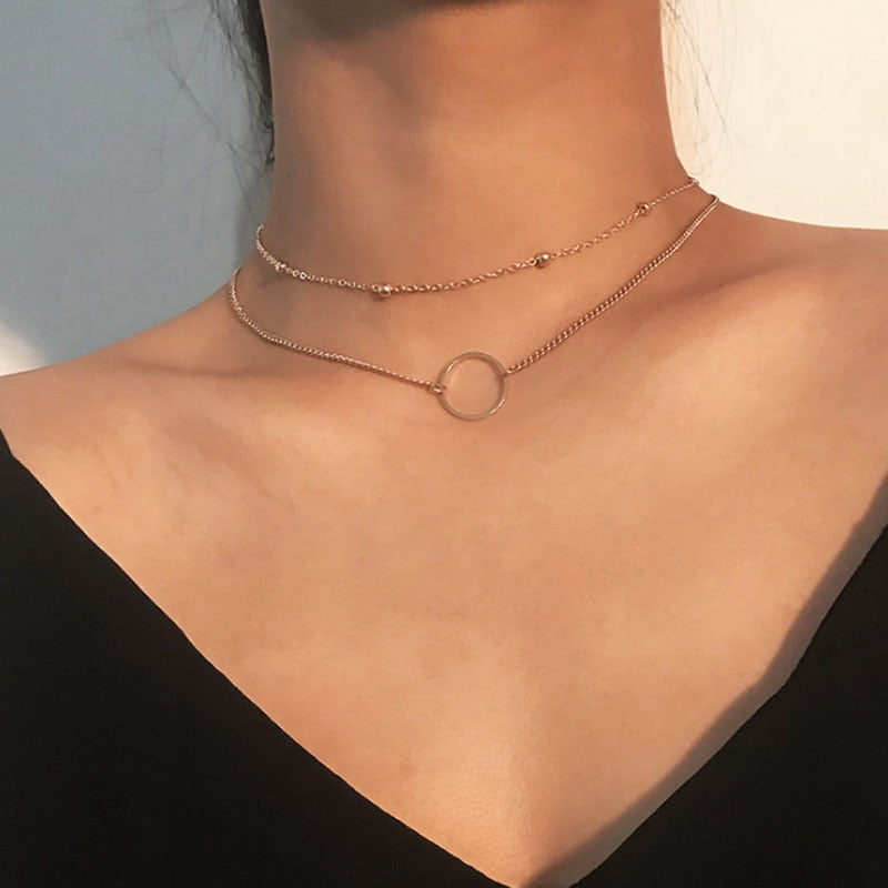 Vintage Pendant Necklace for Women Gold Color Chain Multilayer Bohemian Coins Necklaces Girls Collier Femme Collares Jewelry