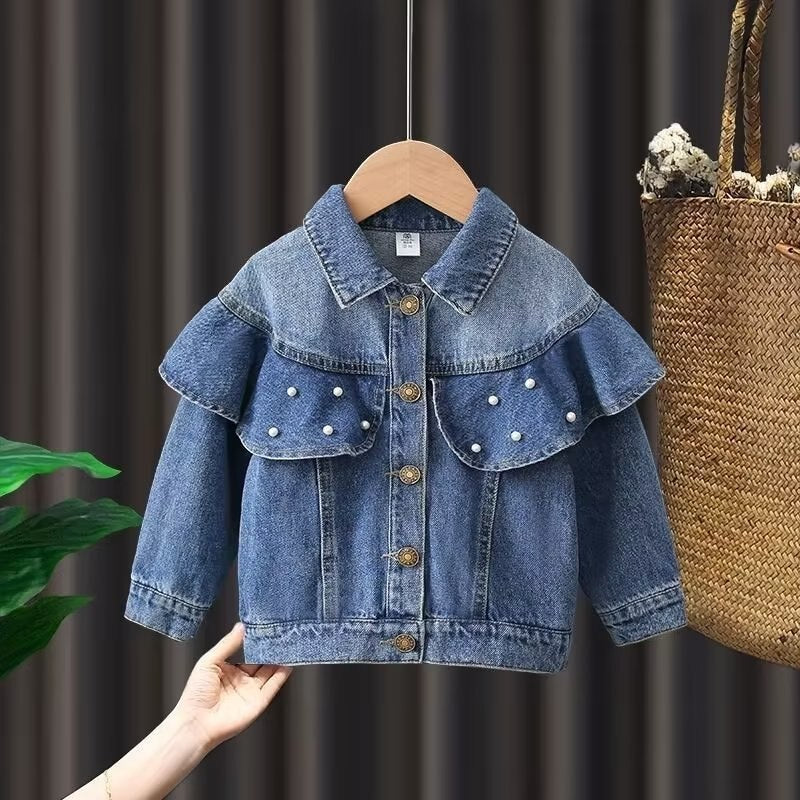 Kids Denim Jackets for Girls Baby Flower Embroidery Coats Spring Autumn Fashion Child Kids Outwear Ripped Jeans Jackets Jean
