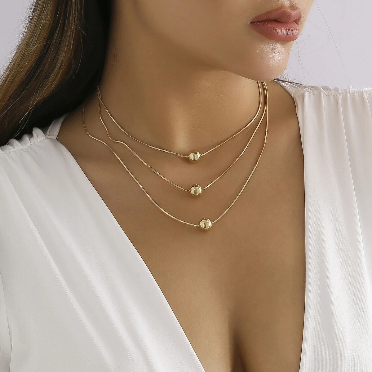 Multi-Layer White Imitation Pearl Necklace Bead Chain Punk Ladies Wedding Short Clavicle Necklac Girl Charm Banquet Jewelry