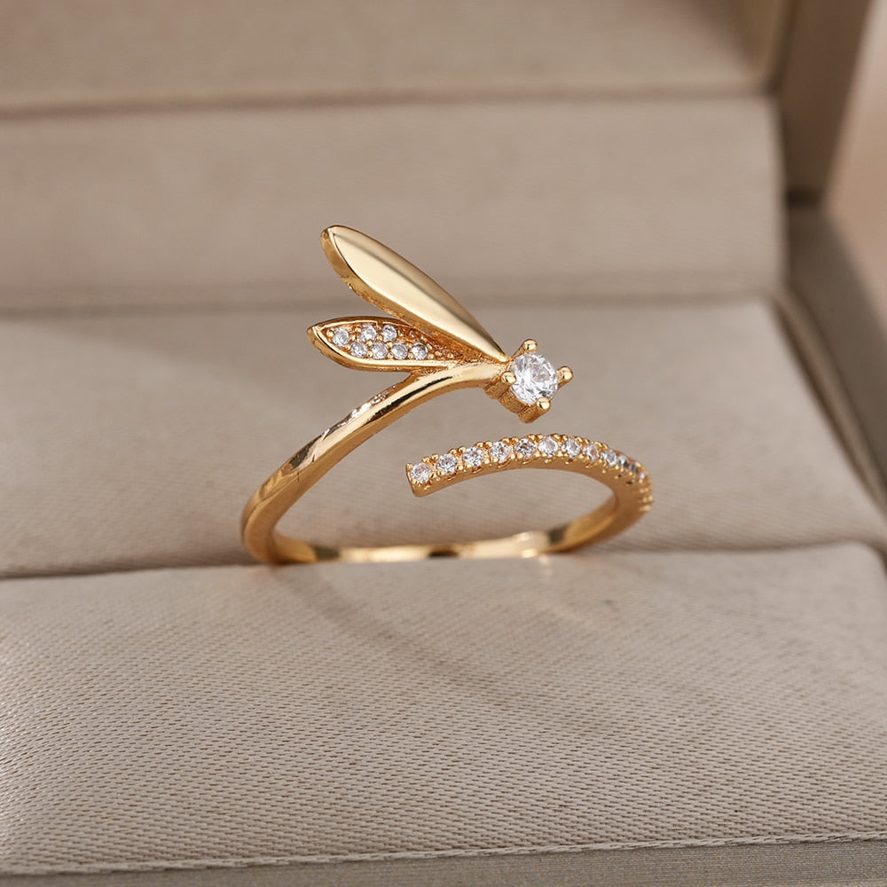 Zircon Engagement Wedding Rings For Women Gold Color Stainless Steel Ring Female 2023 Finger Jewelry Birthday Gift Free Shipping
