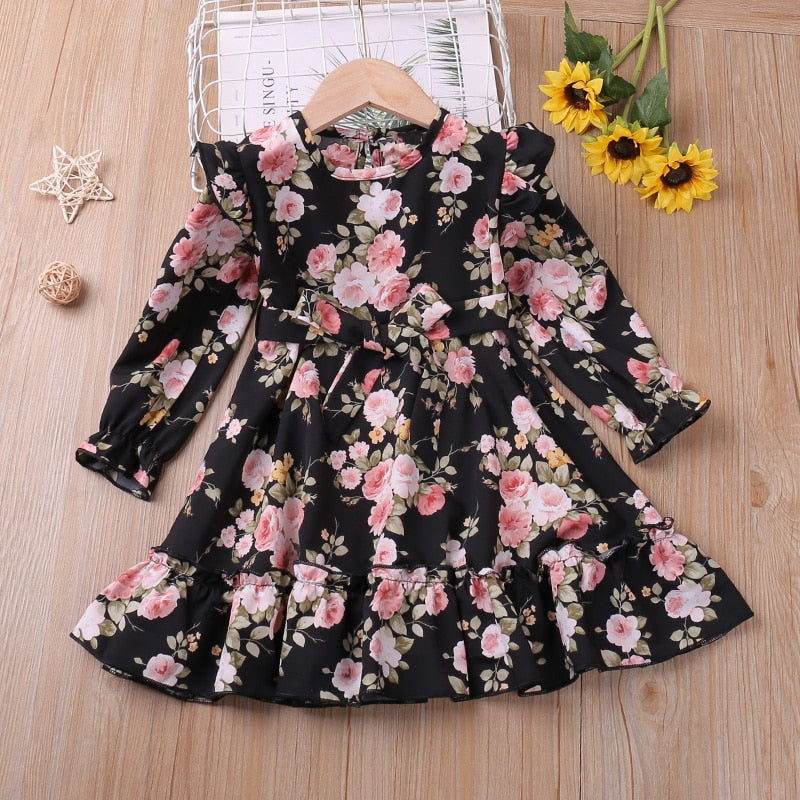 Humor Bear Girls Dress NEW Spring Autumn Long-Sleeve Solid Color Denim Casual Loose Pocket Toddler Kids Clothes