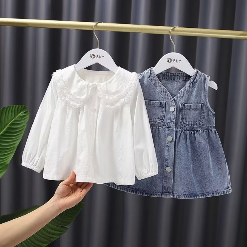 New Children's Denim Jackets Trench Jean Embroidery Jackets Girls Kids clothing baby Lace coat Casual outerwear Spring Autumn