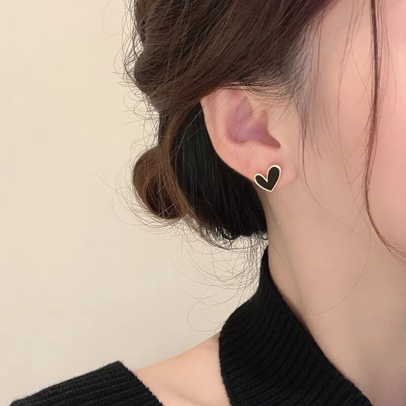 Cute Korean Earrings Heart Bling Zircon Stone Rose Gold Color Stud Earring for Women Fashion Jewelry 2022 New Gift
