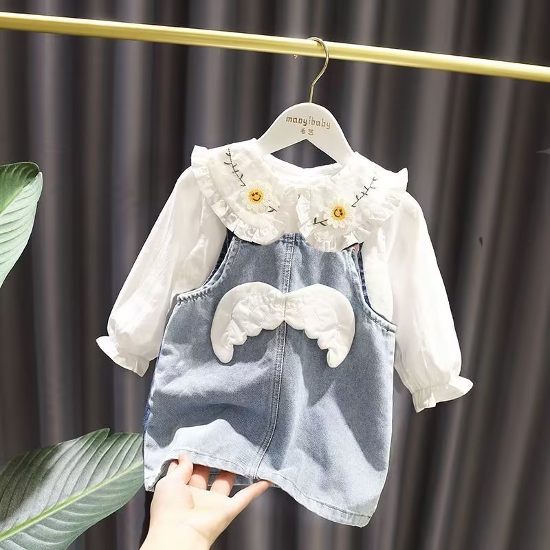 New Children's Denim Jackets Trench Jean Embroidery Jackets Girls Kids clothing baby Lace coat Casual outerwear Spring Autumn