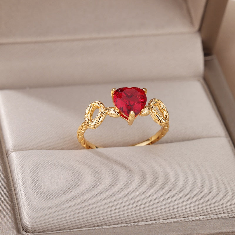 Zircon Engagement Wedding Rings For Women Gold Color Stainless Steel Ring Female 2023 Finger Jewelry Birthday Gift Free Shipping