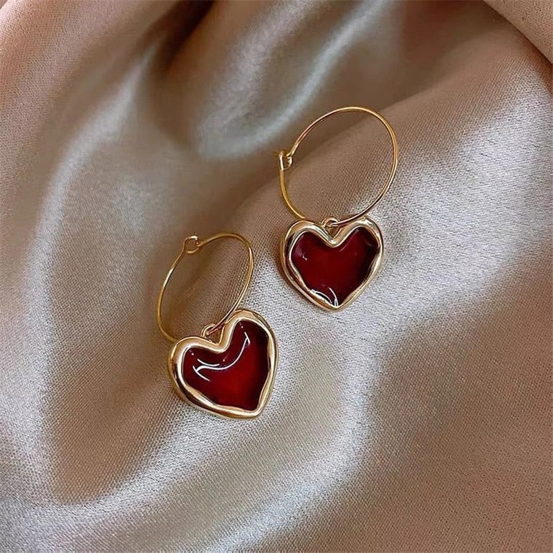 Cute Korean Earrings Heart Bling Zircon Stone Rose Gold Color Stud Earring for Women Fashion Jewelry 2022 New Gift