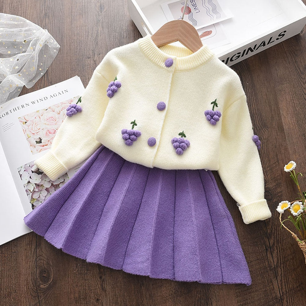 Menoea Children Autumn Leopard Clothes Kids Winter Sweater Dress Woollen Long Sleeve Cat Design Girls Clothing Knit Bow Dresses