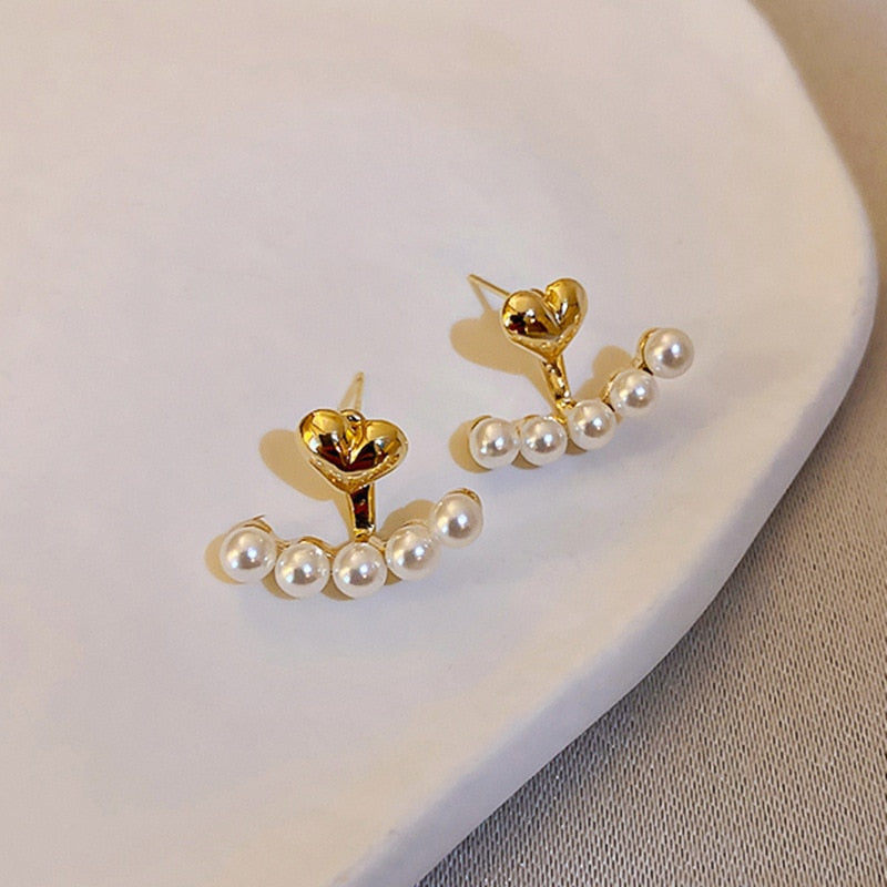 Cute Korean Earrings Heart Bling Zircon Stone Rose Gold Color Stud Earring for Women Fashion Jewelry 2022 New Gift