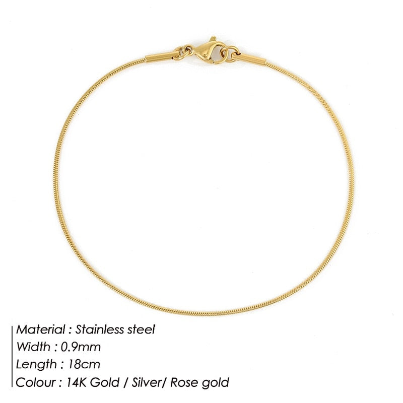 e-Manco Hot Sale Stainless Steel Snake Chain Bracelet Fashion Jewelry For Men Women Stainless Steel Link Bracelet