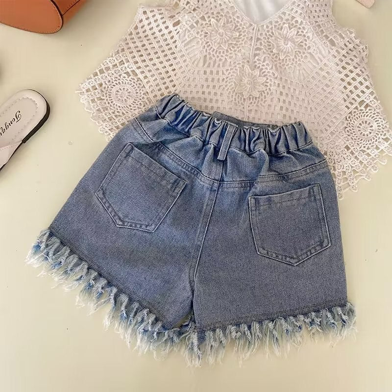 Clothes For Girls Summer Sets Fashion Kids Girls Cotton Vest Sleeveless Clothes 3Pcs Outfits Clothing For Teen Suit Children
