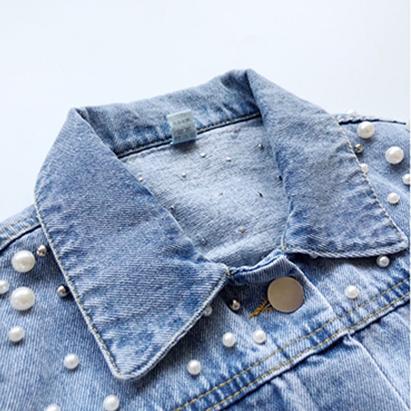 Pearls Beading Denim Jacket