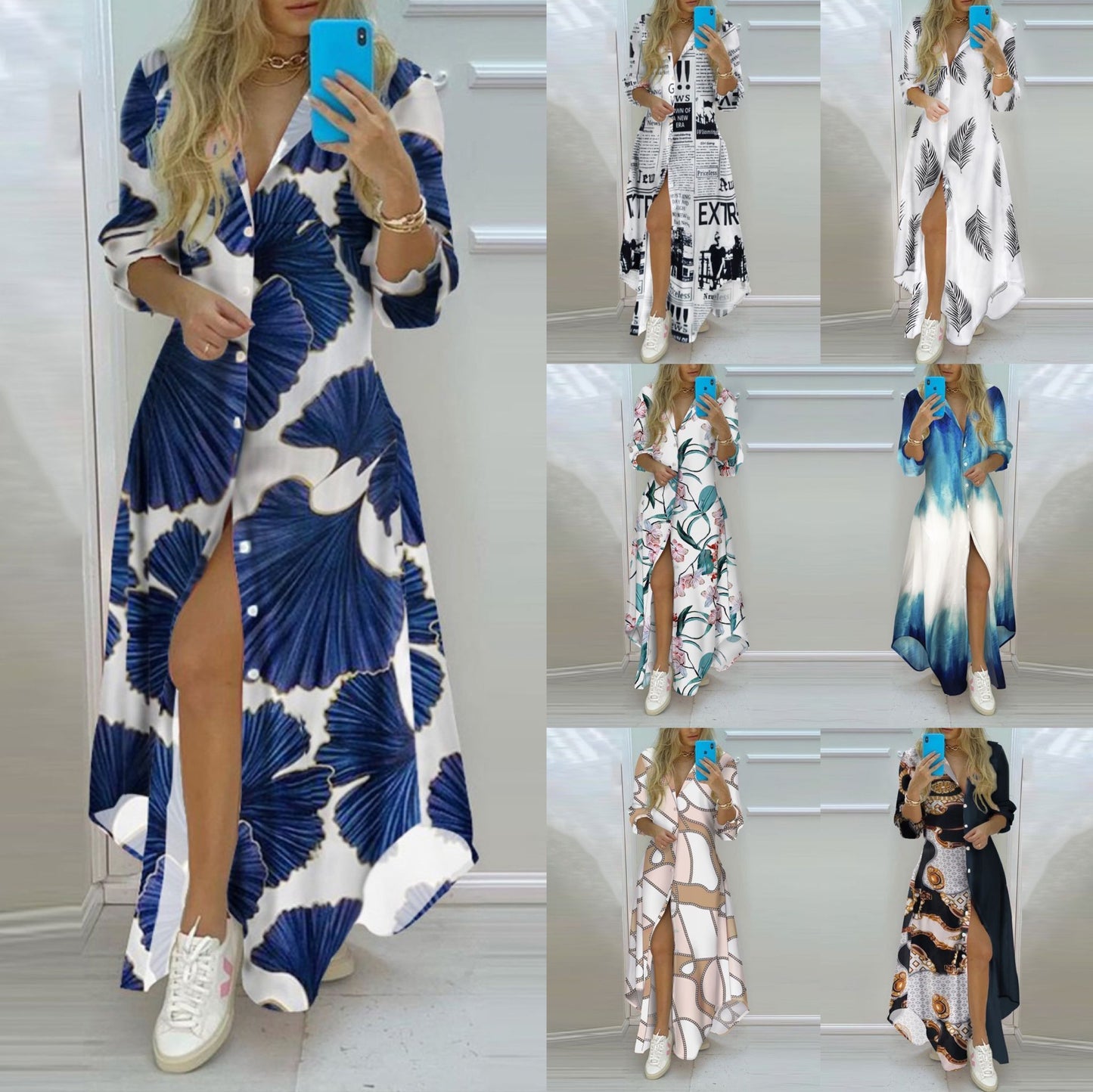 Woman Long Shirt Dress Cotton Loose