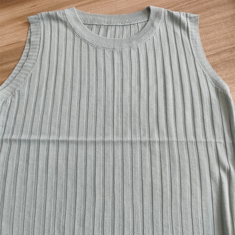 Top O-neck Solid Tank Blusas