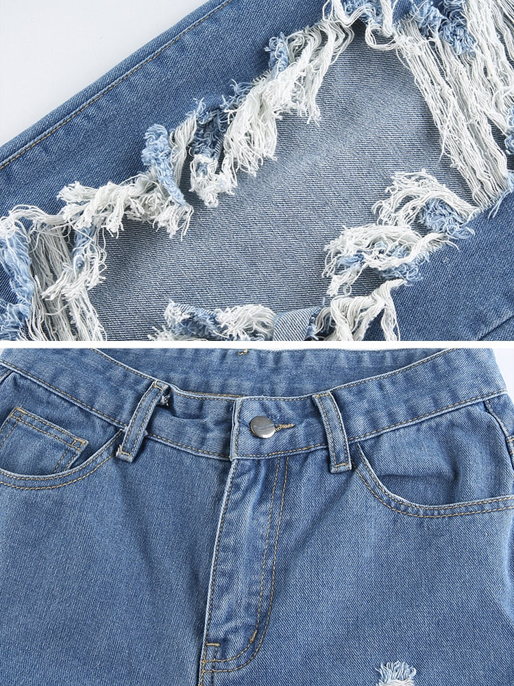 Out Distressed Ripped Jeans Casual Vintage Skinny