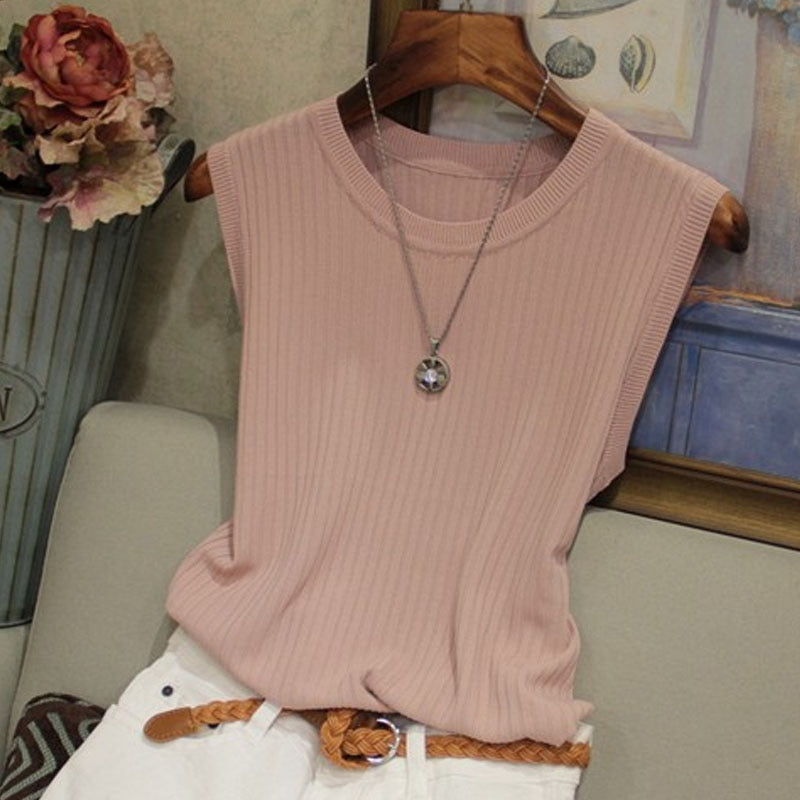 Top O-neck Solid Tank Blusas