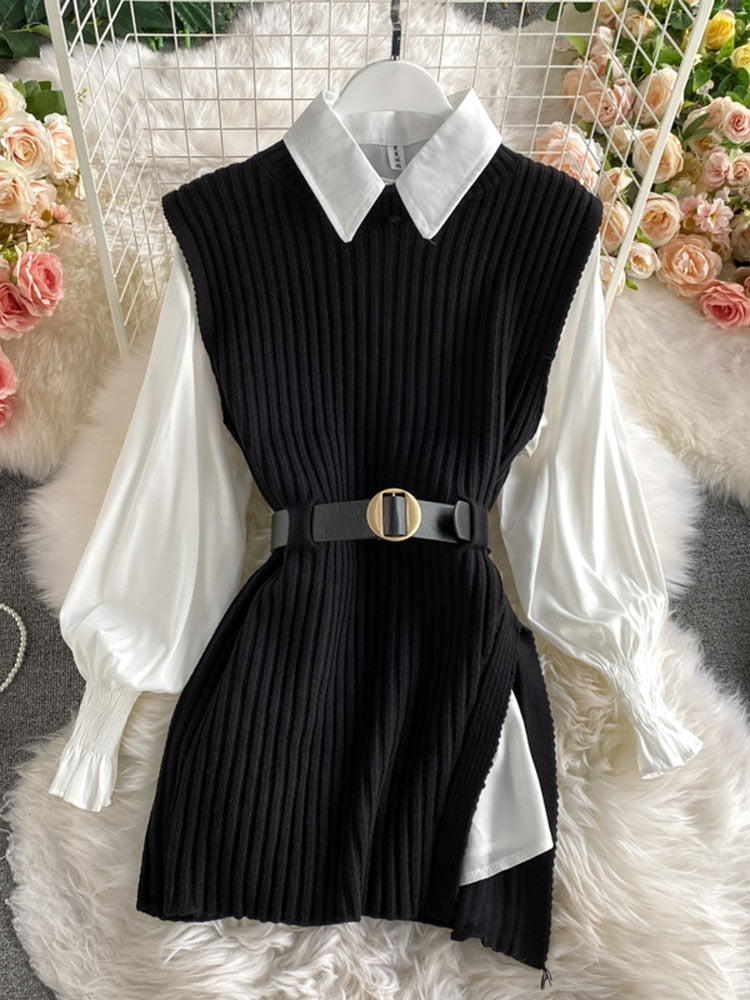 Knitted Vest Two Piece Sets