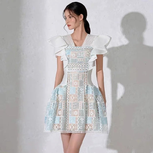 Vintage Embroidery Lace Dress Women