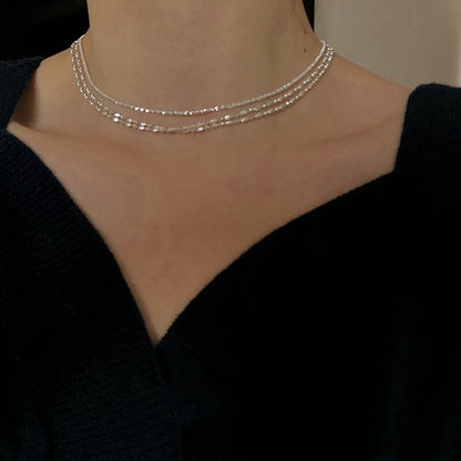 925 Sterling Silver Sparkling Clavicle Chain Choker Necklace For Women Fine Jewelry Wedding Party Birthday Gift