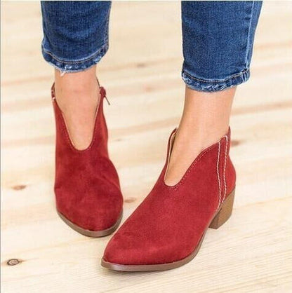 Woman Slip on Deep V High Heel Boot Women Boots Fashion Shoes Leopard Print Sexy Pointed Toe Ankle Boots Lady Party Shoes