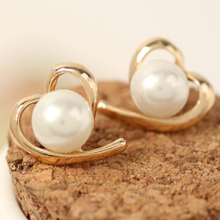 New white boho imitation pearl round circle hoop earrings female gold color big earrings korean jewelry statement earrings