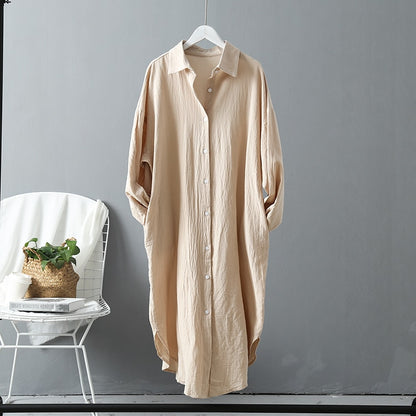 Long Sleeve Women Long Shirt Dress Spring Autumn Casual Buttons Loose Clothes Robe Femme Vestido