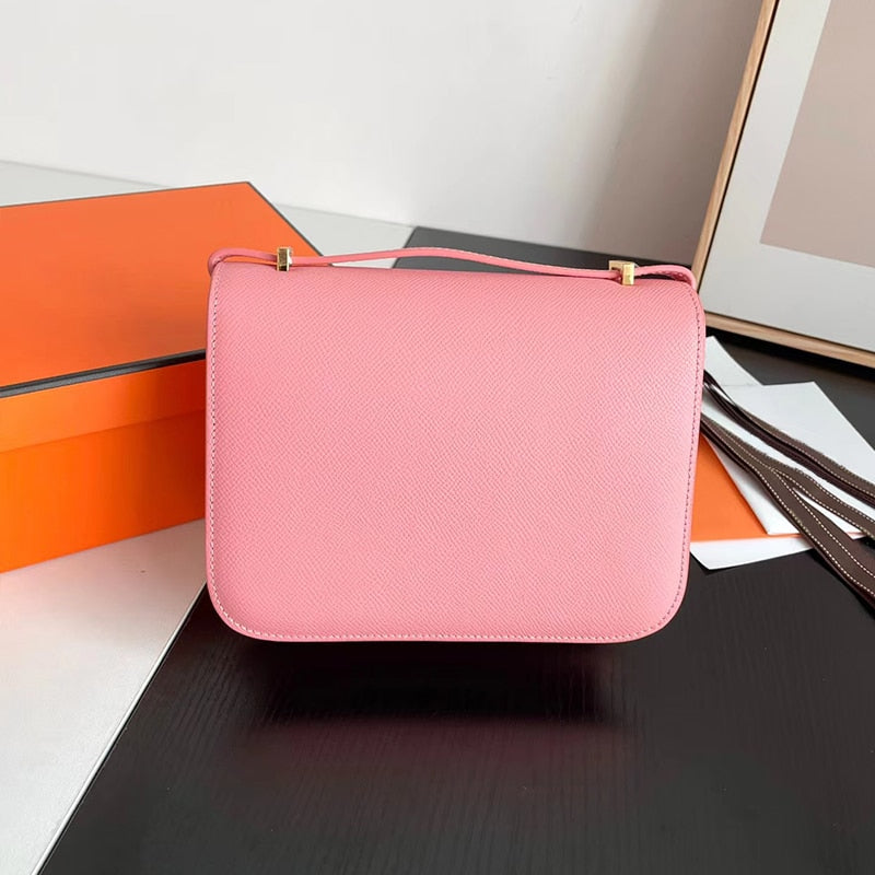 2023 New Luxury Designer Ladies Handbag Genuine Leather Top Quality Small Square Shoulder Bag Messenger Stewardess Bag