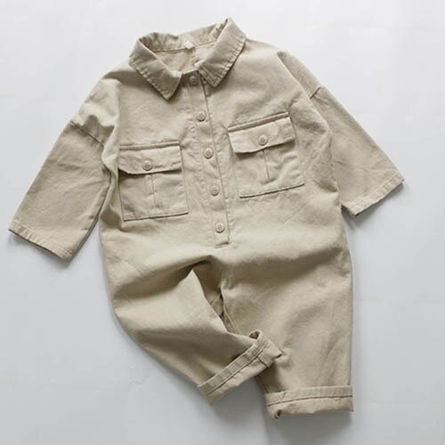 Children Jumpsuit Overalls Cotton Solid Color Korean Style 1-6Yrs Kids Suspender Spring Autumn Baby Girls Boys Jumpsuit