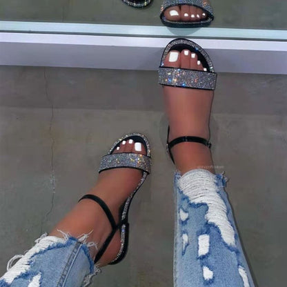 Gladiator Women Sandals Crystal Fashion Summer Shoes Flat Non Slip Beach Femme Zapatos Deportivos Para Mujer Sapatos Femininos