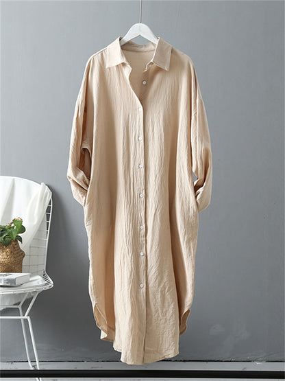 Long Sleeve Women Long Shirt Dress Spring Autumn Casual Buttons Loose Clothes Robe Femme Vestido