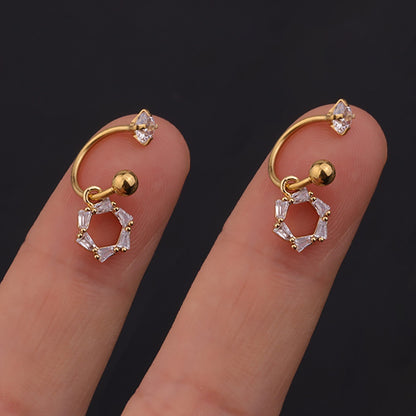 2PC Stainless Steel Gold Color Minimal Crystal Star Ear Studs Earring Women Korean Helix Studs Tragus Cartilage Piercing Jewelry