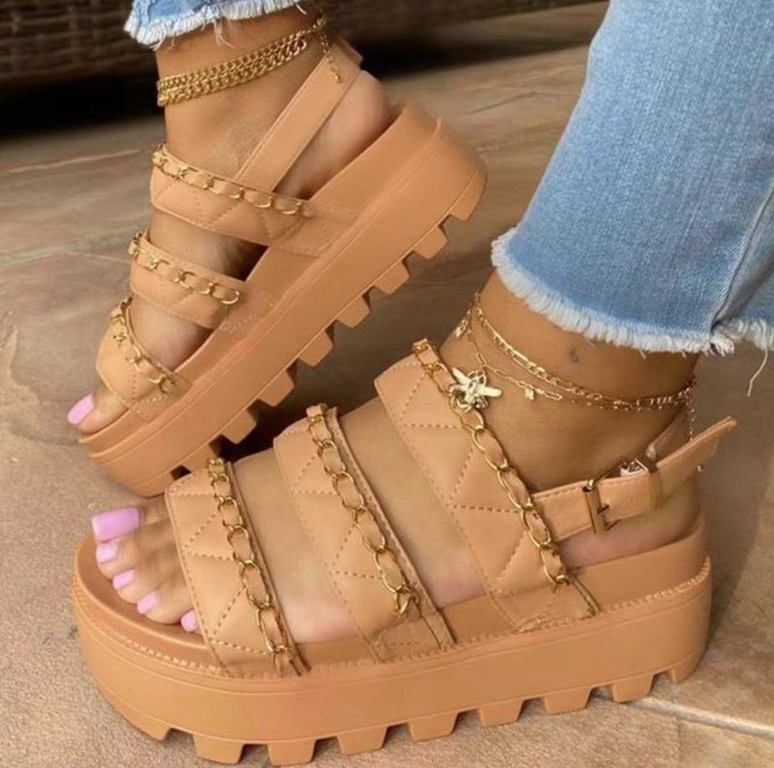 Women Sandals 2022 Fashion Platform Gladiator Sandals Open Toe Buckle Strappy Height increase Sandals Summer Women Sandalias