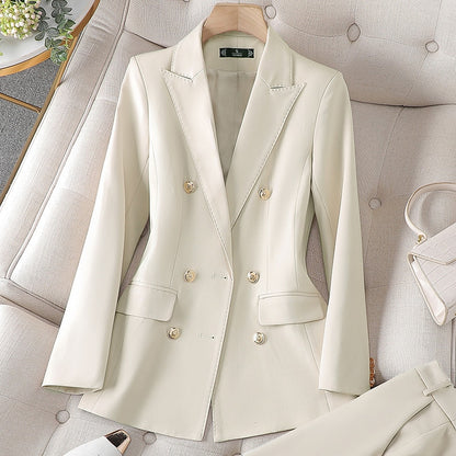 High Quality Office Ladies Pant Suit Solid Color Women Business Work Wear Blazer Jacket And Trouser Female Formal 2 Piece Sets