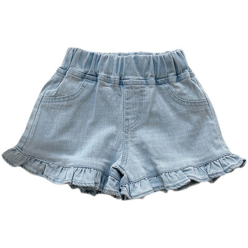 Girls&#39; Casual Soft Denim Shorts 2022 Summer New Korean Version Baby Fungus Edge Hot Pants Children&#39;S Fashionable Pants