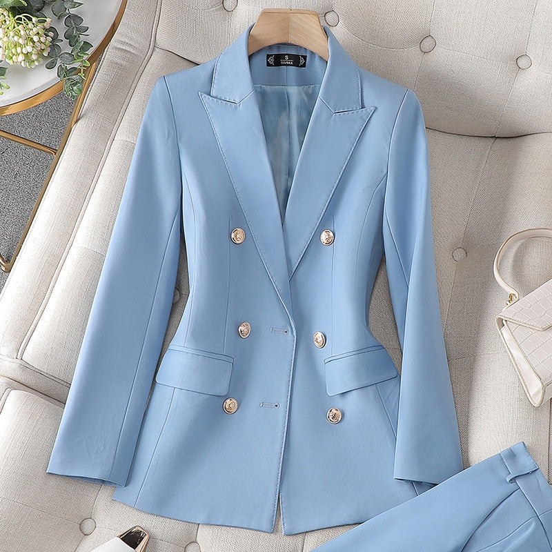 High Quality Office Ladies Pant Suit Solid Color Women Business Work Wear Blazer Jacket And Trouser Female Formal 2 Piece Sets