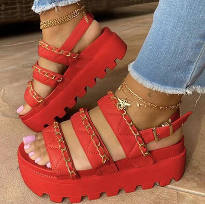 Women Sandals 2022 Fashion Platform Gladiator Sandals Open Toe Buckle Strappy Height increase Sandals Summer Women Sandalias