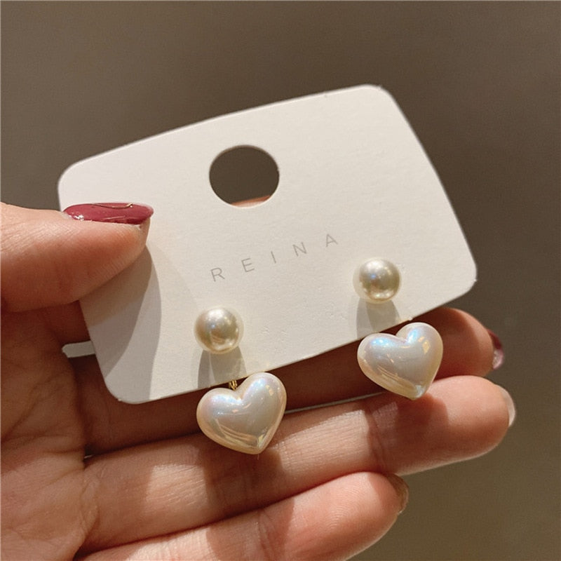 Cute Korean Earrings Heart Bling Zircon Stone Rose Gold Color Stud Earring for Women Fashion Jewelry 2022 New Gift