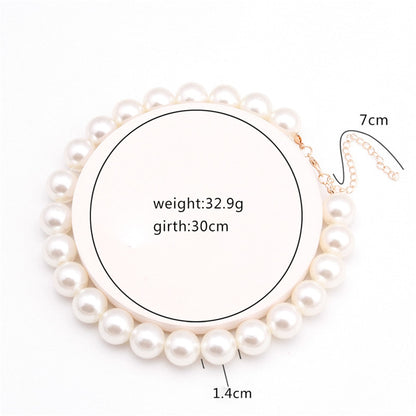 Handmade Vintage Simulation Round Pearl Choker Necklace Elegant Simple Adjustable Multiple Sizes Beaded Necklace For Women Girls