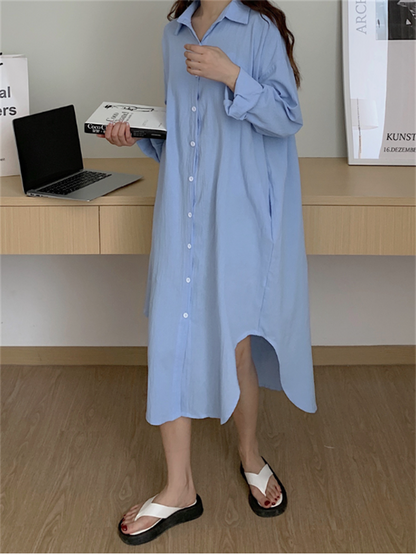 S-2XL Cotton New Summer Shirt Dress Pink Evening Vintage Dress Party Oversize Long Beach Women Dresses Loose Robe Vestido Pure