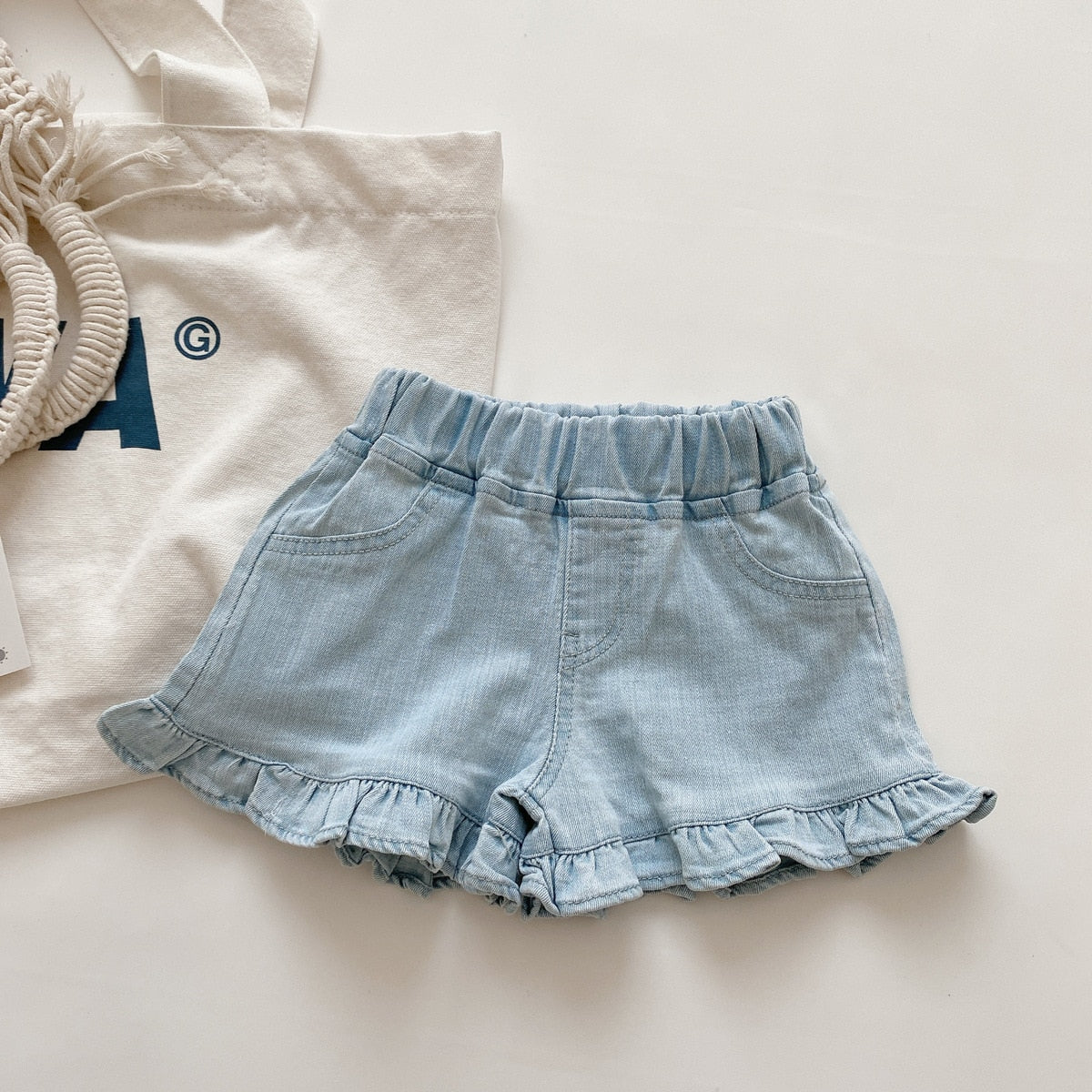 Girls&#39; Casual Soft Denim Shorts 2022 Summer New Korean Version Baby Fungus Edge Hot Pants Children&#39;S Fashionable Pants