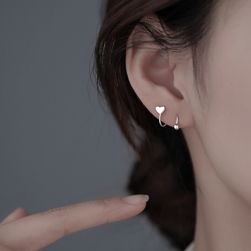 2PC Stainless Steel Gold Color Minimal Crystal Star Ear Studs Earring Women Korean Helix Studs Tragus Cartilage Piercing Jewelry