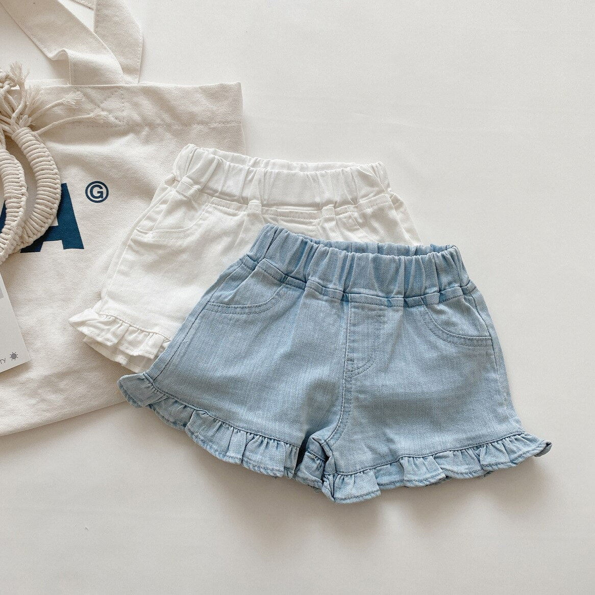 Girls&#39; Casual Soft Denim Shorts 2022 Summer New Korean Version Baby Fungus Edge Hot Pants Children&#39;S Fashionable Pants