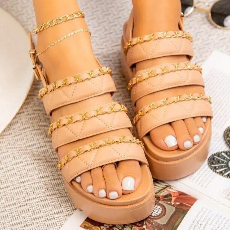 Women Sandals 2022 Fashion Platform Gladiator Sandals Open Toe Buckle Strappy Height increase Sandals Summer Women Sandalias