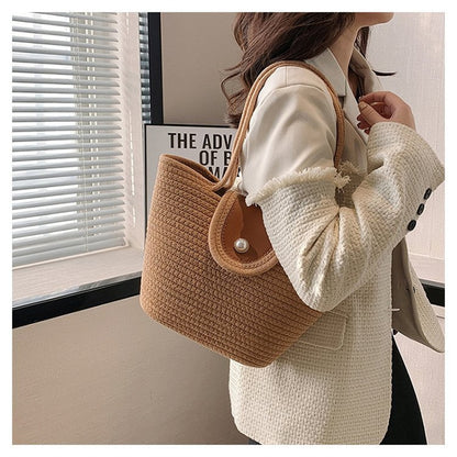 Summer Vacation Women's Beach Straw Shoulder Bags Large Capacity Ladies Weave Purse Handbags Fashion Female Travel Casual Tote